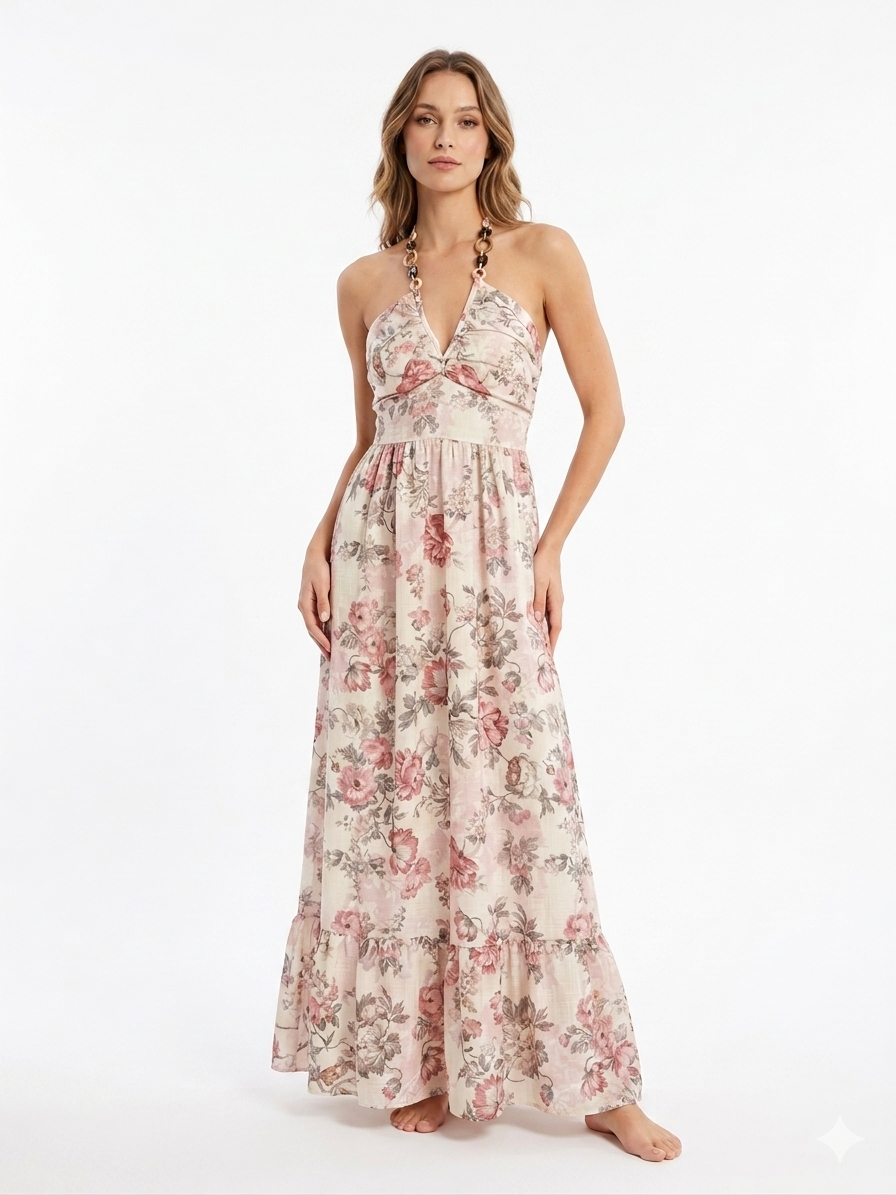 Sunset Flora Ruffle Dress